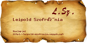 Leipold Szofrónia névjegykártya